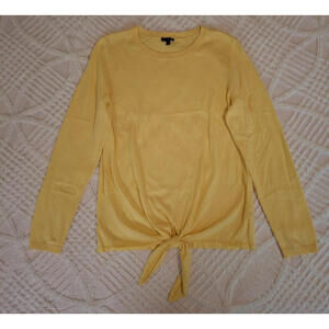 Talbots Size Medium Yellow Tie-Front‎ Long Sleeve Top Sweater Cotton Tencel